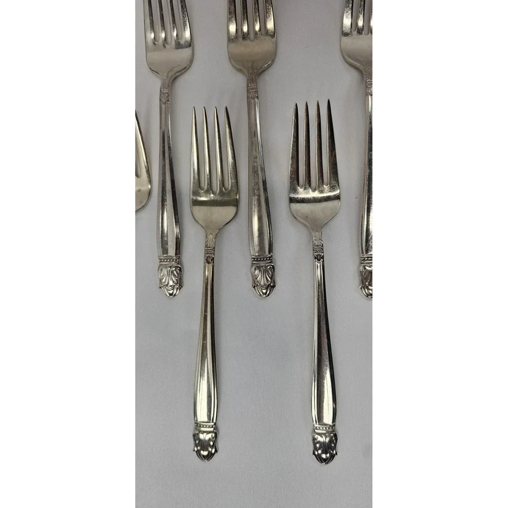 Holmes & Edwards Danish Princess IS Silverplate Dinner Forks Set of 12 Vintage